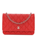 Caviar Quilted Wallet on Chain WOC Red