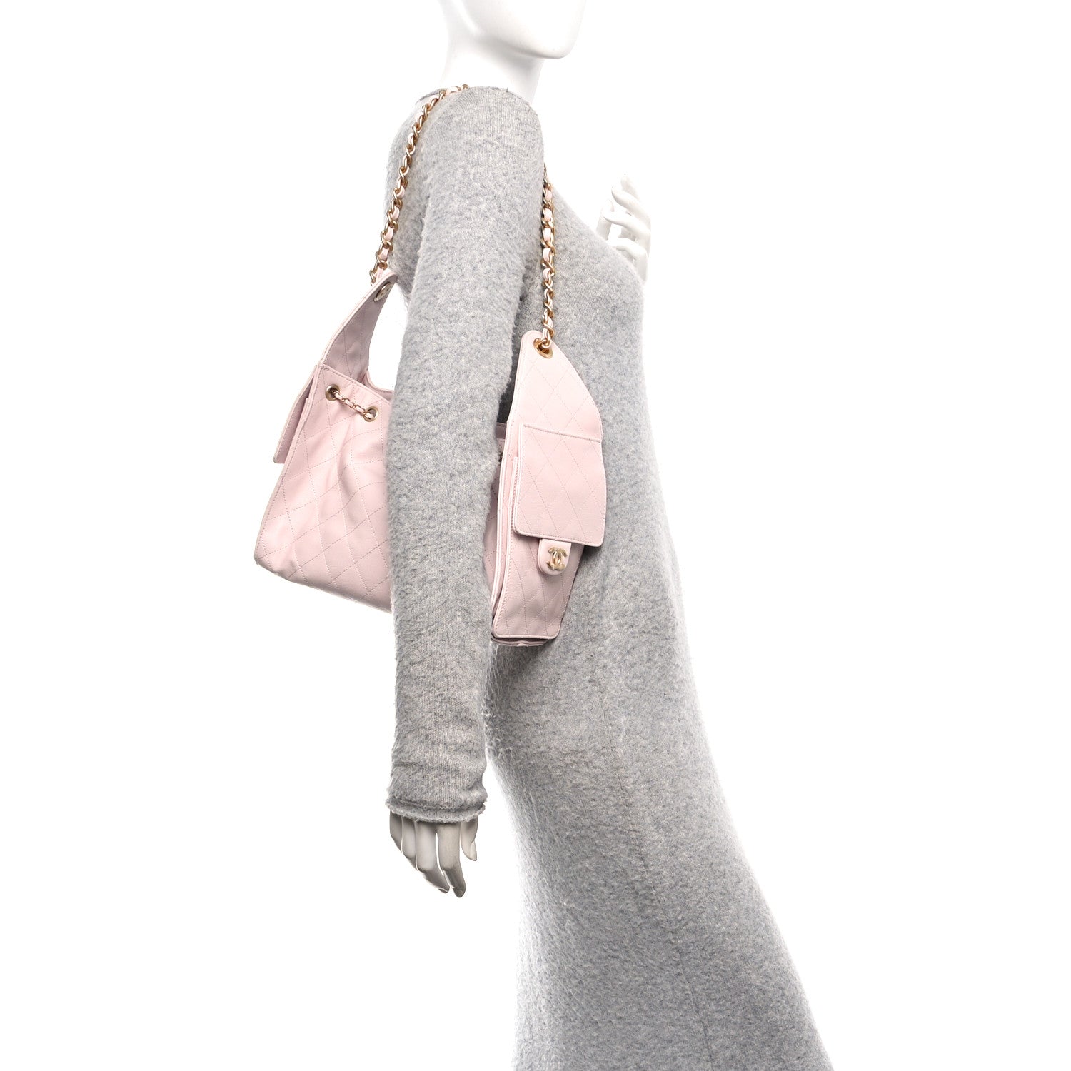 Caviar Quilted Small Chanel 25 Handbag Light Pink