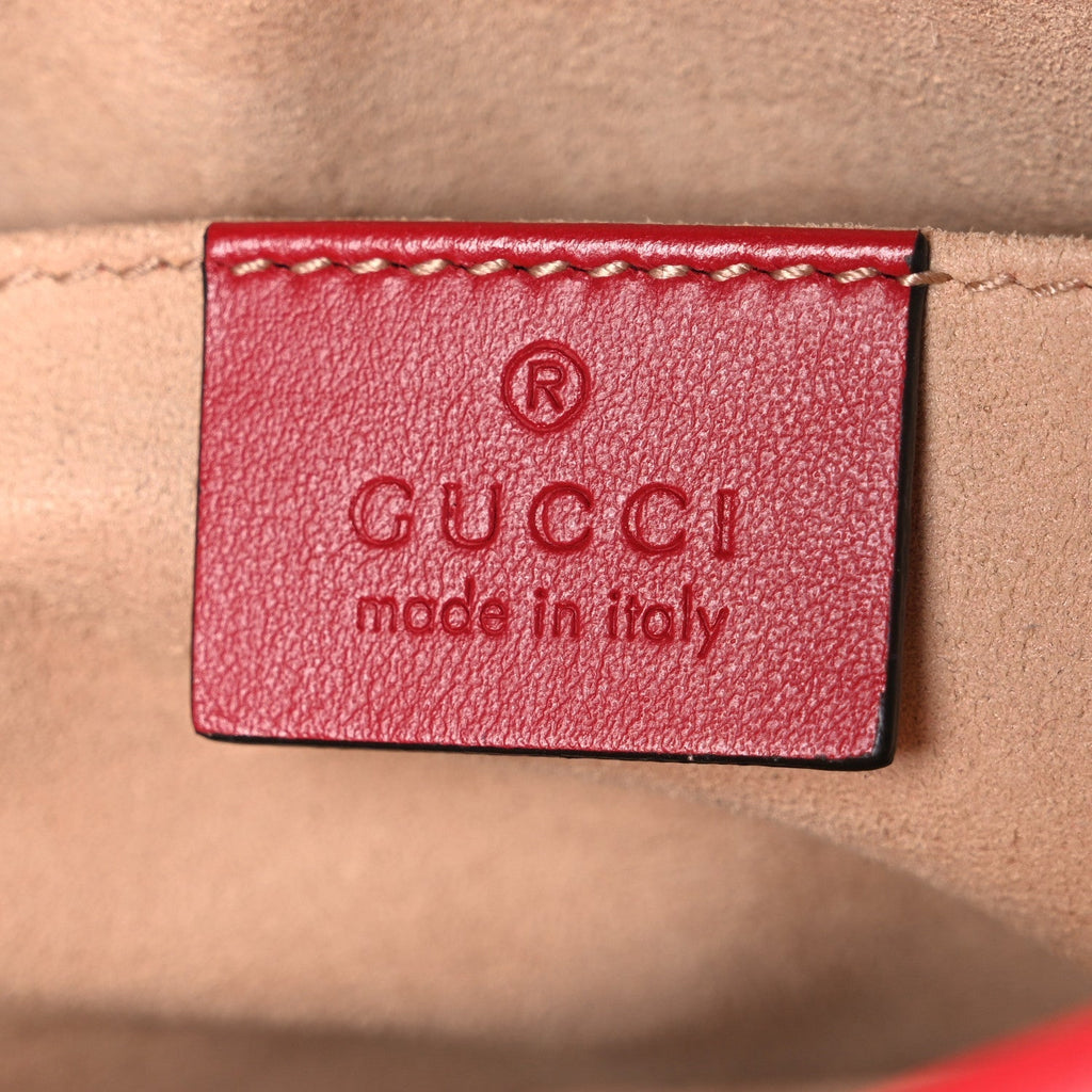 Calfskin Matelasse Mini GG Marmont Chain Shoulder Bag Hibiscus Red
