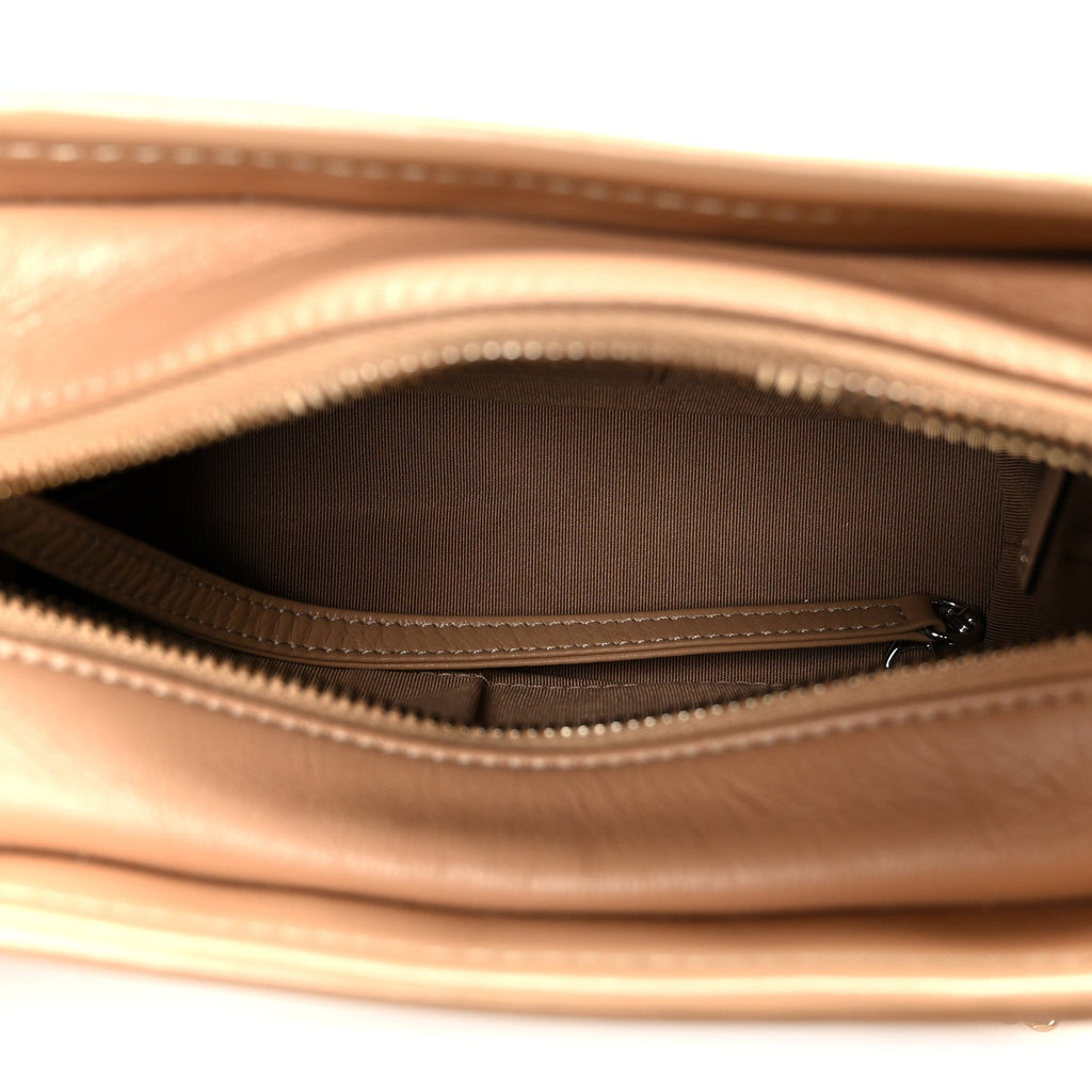 Aged Calfskin Chevron Quilted Small Gabrielle Hobo Beige