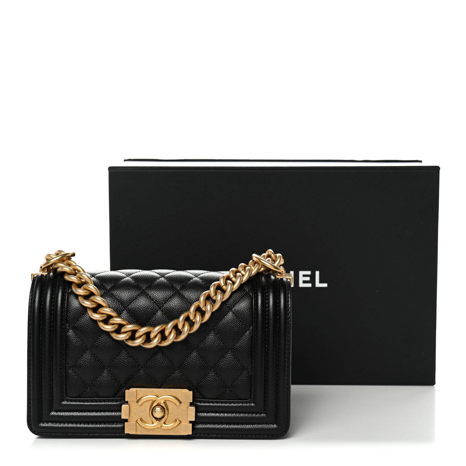 Caviar Quilted Small Boy Flap Black
