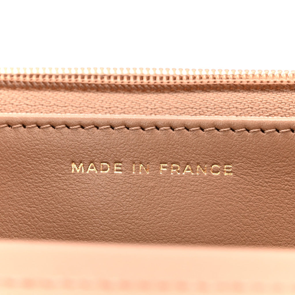 Caviar Quilted Wallet on Chain WOC Dark Beige