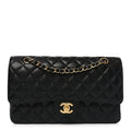 Caviar Quilted Medium Double Flap Black