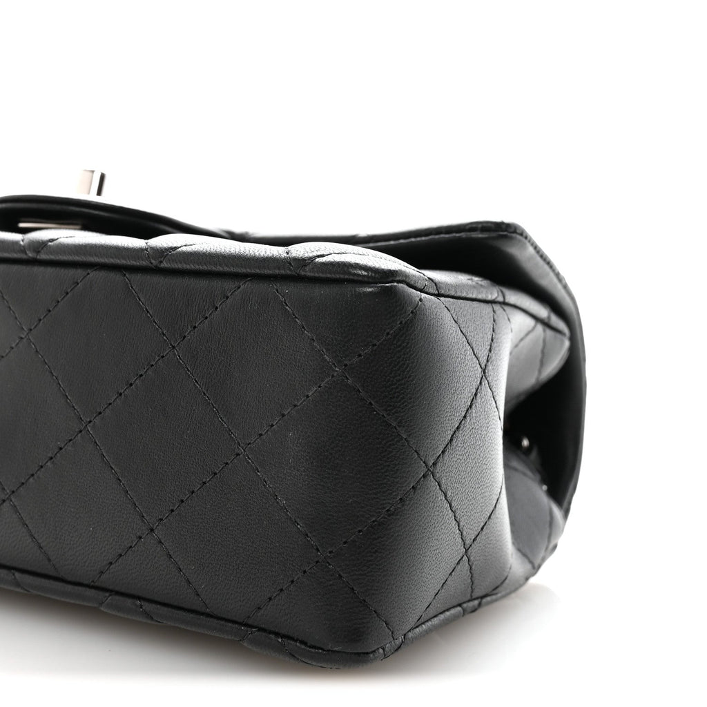 Lambskin Quilted Mini Rectangular Flap Black