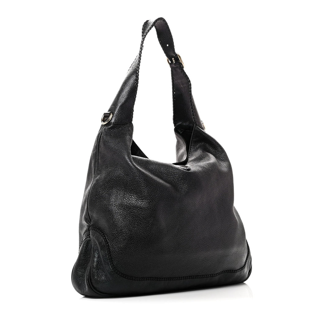 Pebbled Calfskin Medium New Jackie Shoulder Bag Black