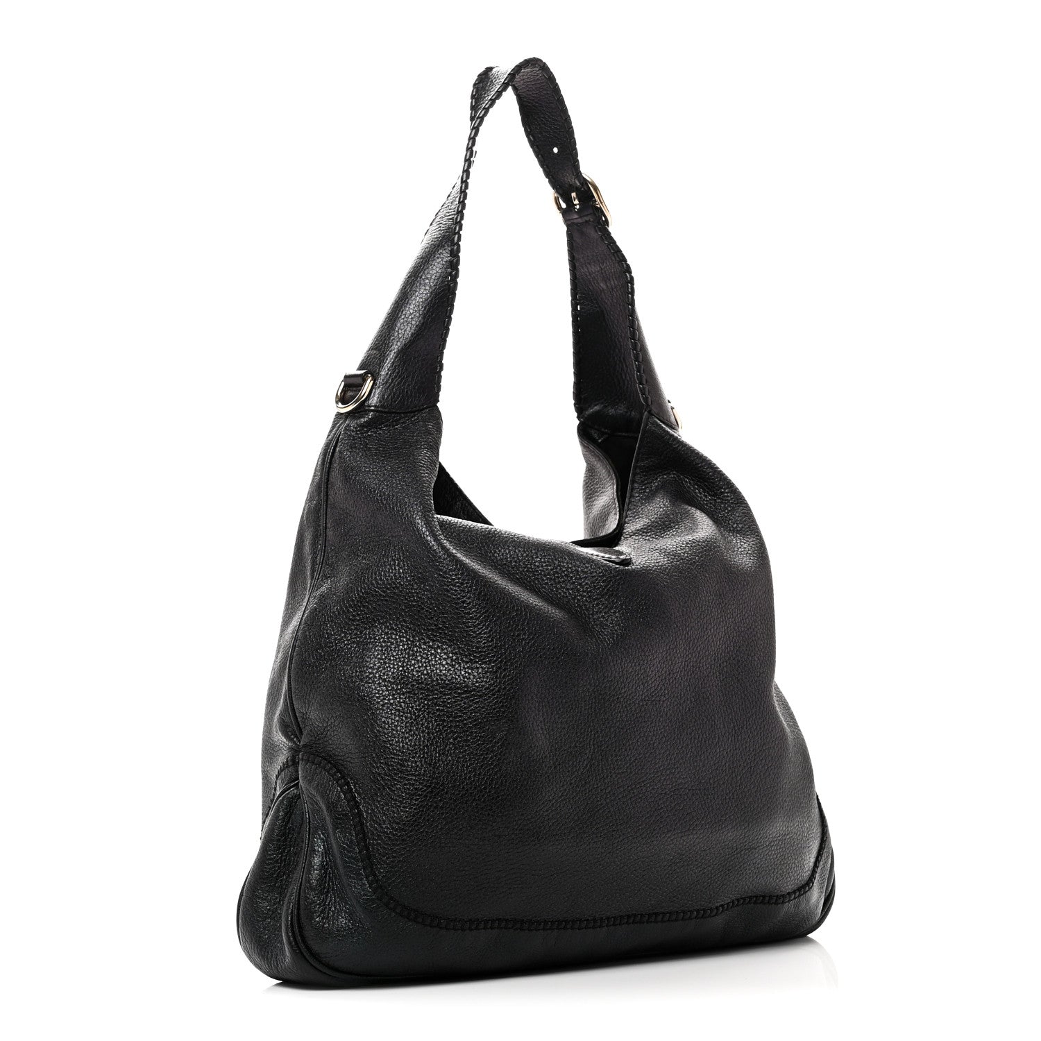 Pebbled Calfskin Medium New Jackie Shoulder Bag Black