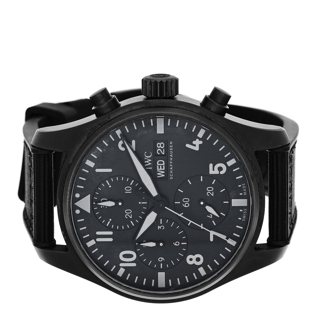 Ceramic Titanium Textile 41mm Pilot Top Gun Chronograph Automatic Watch Black IW388106