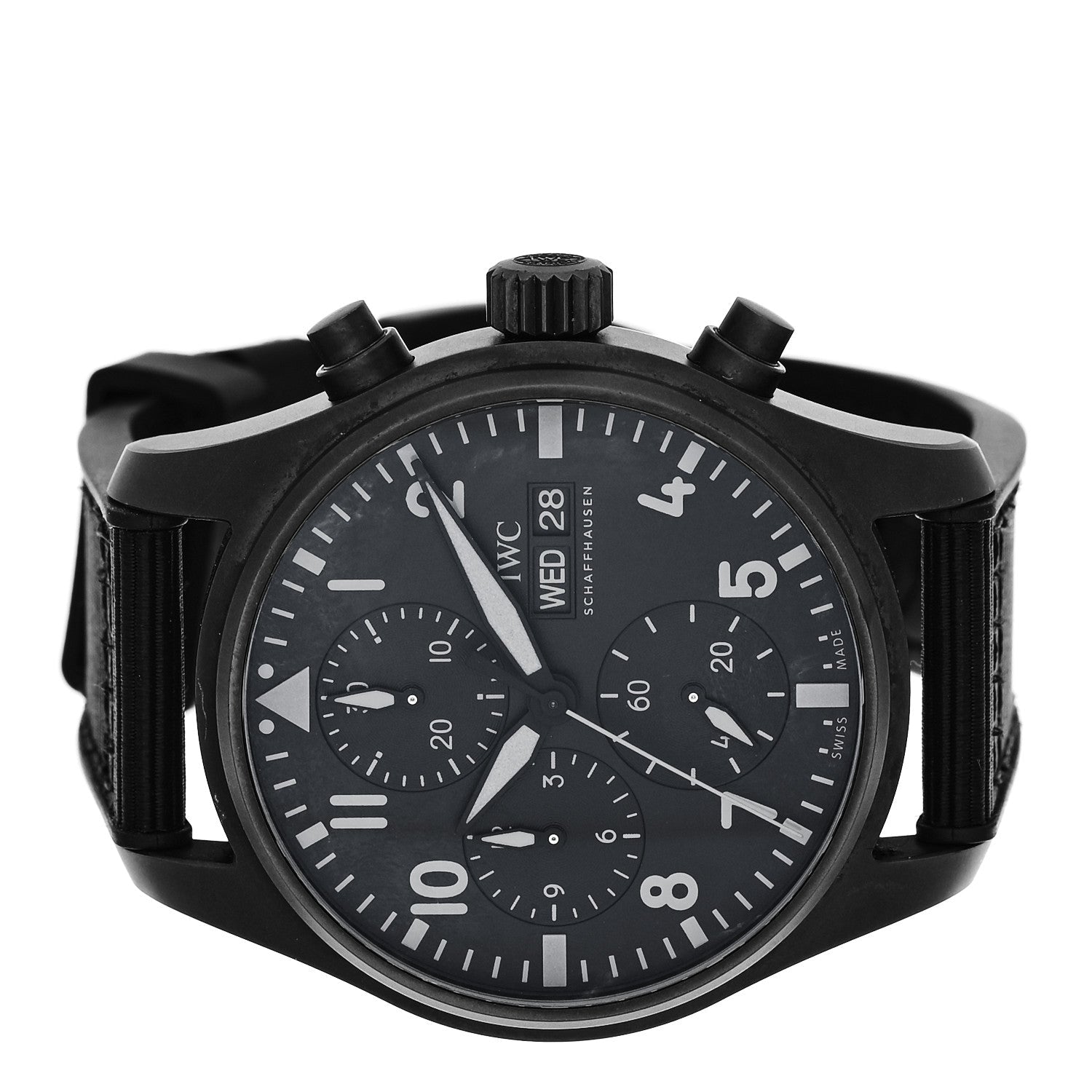 Ceramic Titanium Textile 41mm Pilot Top Gun Chronograph Automatic Watch Black IW388106