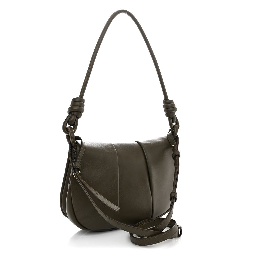Shiny Nappa Calfskin Paseo Satchel Dark Khaki