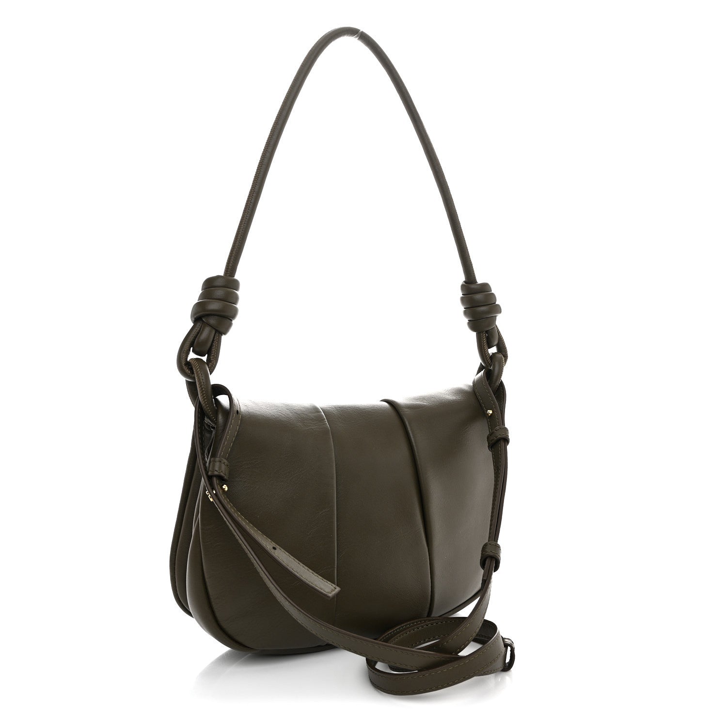 Shiny Nappa Calfskin Paseo Satchel Dark Khaki