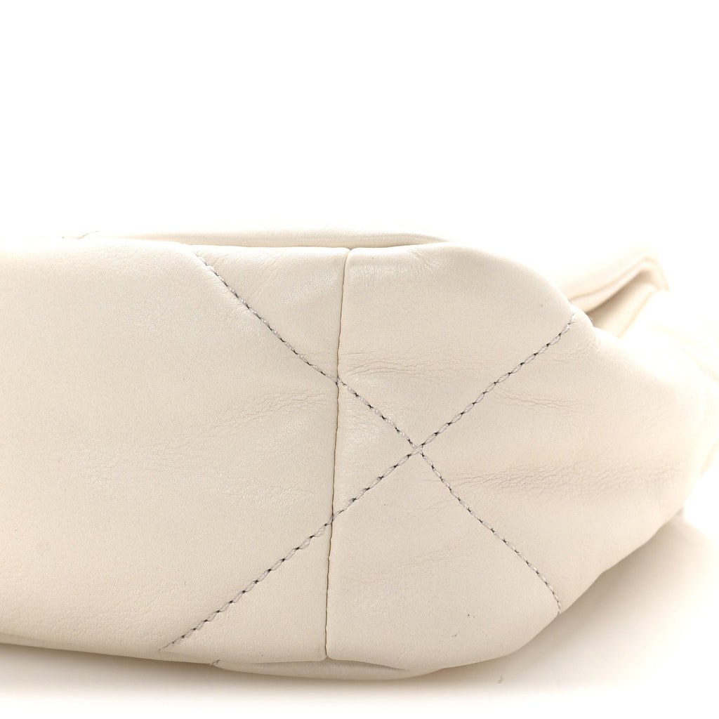 Glossy Calfskin Quilted Medium Chanel 19 Flap White Black