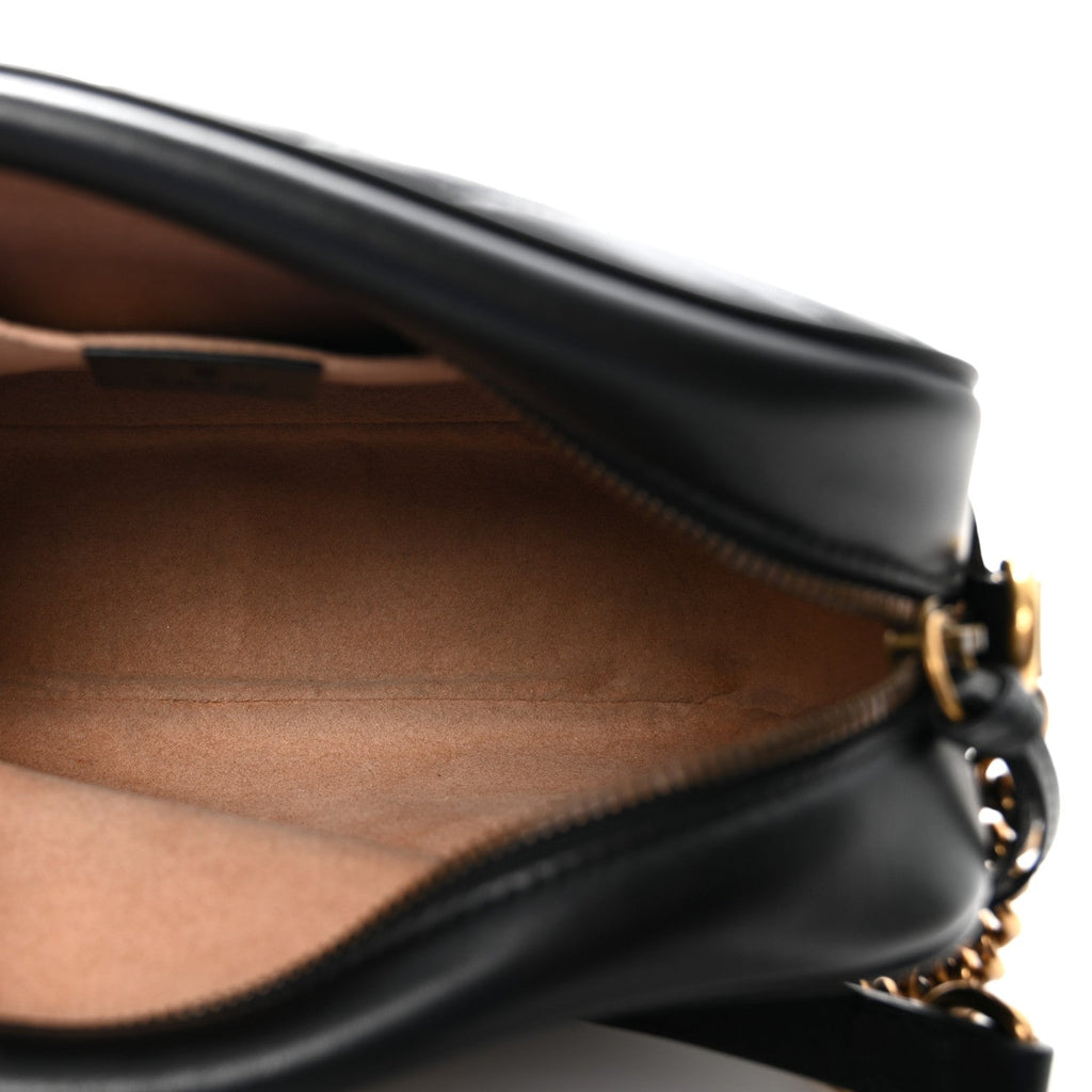 Calfskin Matelasse Small GG Marmont Chain Shoulder Bag Black