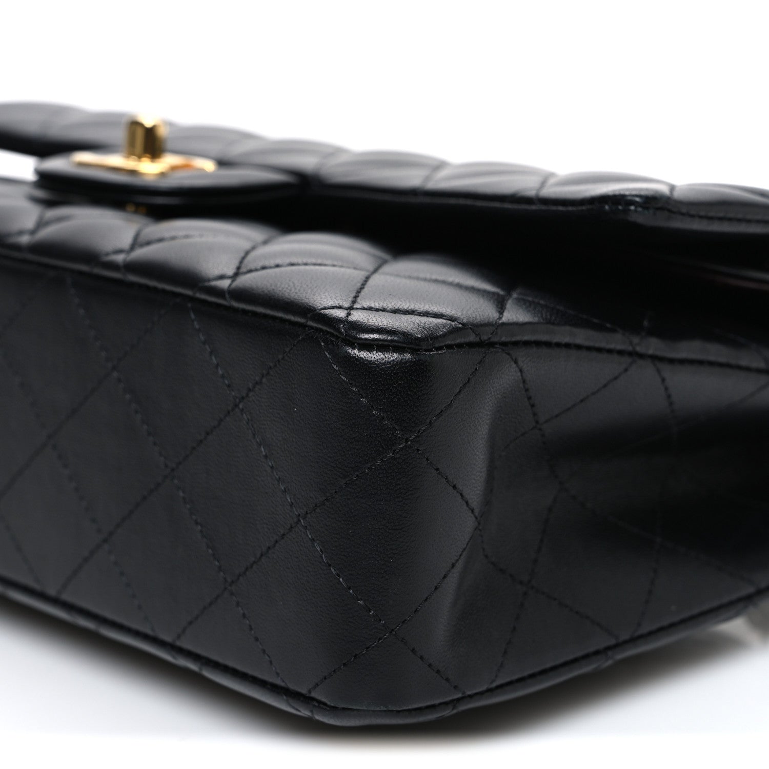 Lambskin Quilted Medium Double Flap Black