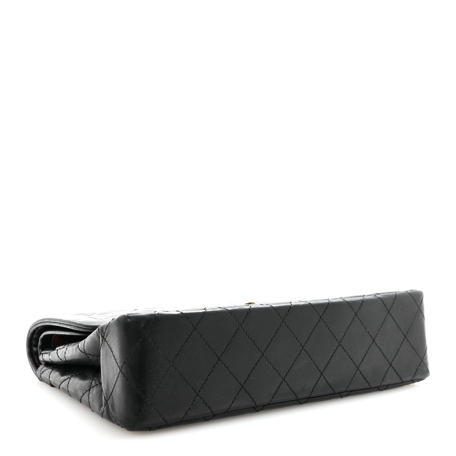 Lambskin Quilted Medium Double Flap Bag Black