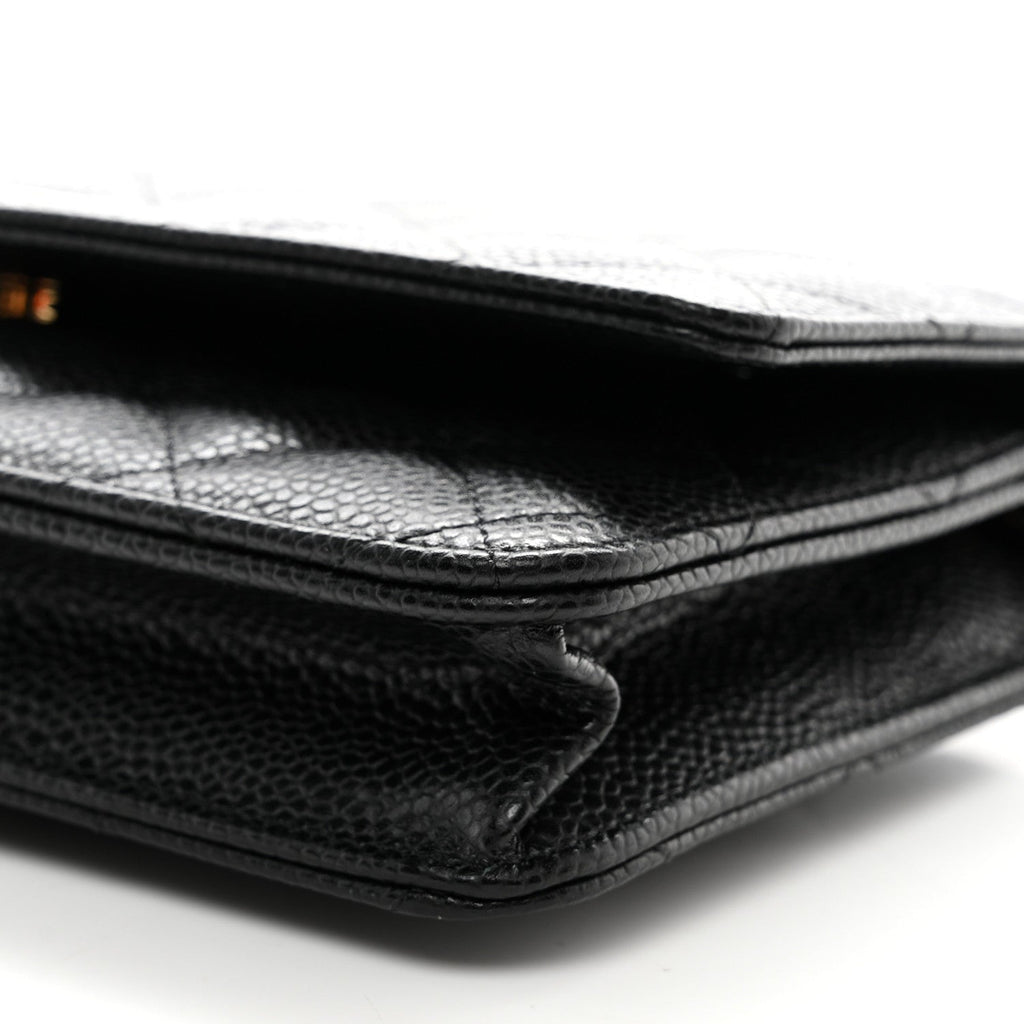 Caviar Quilted Wallet on Chain WOC Black