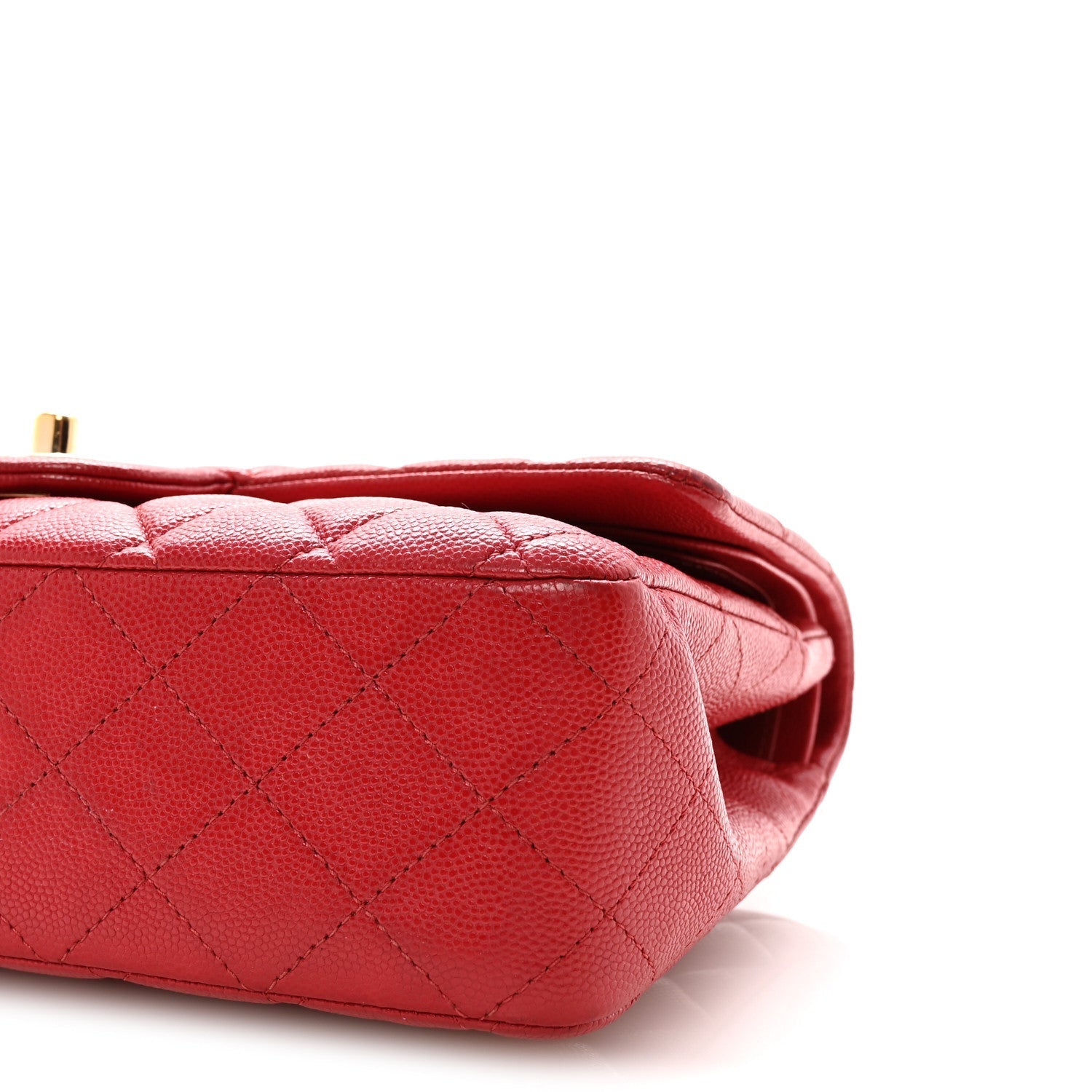 Caviar Quilted Medium Double Flap Red