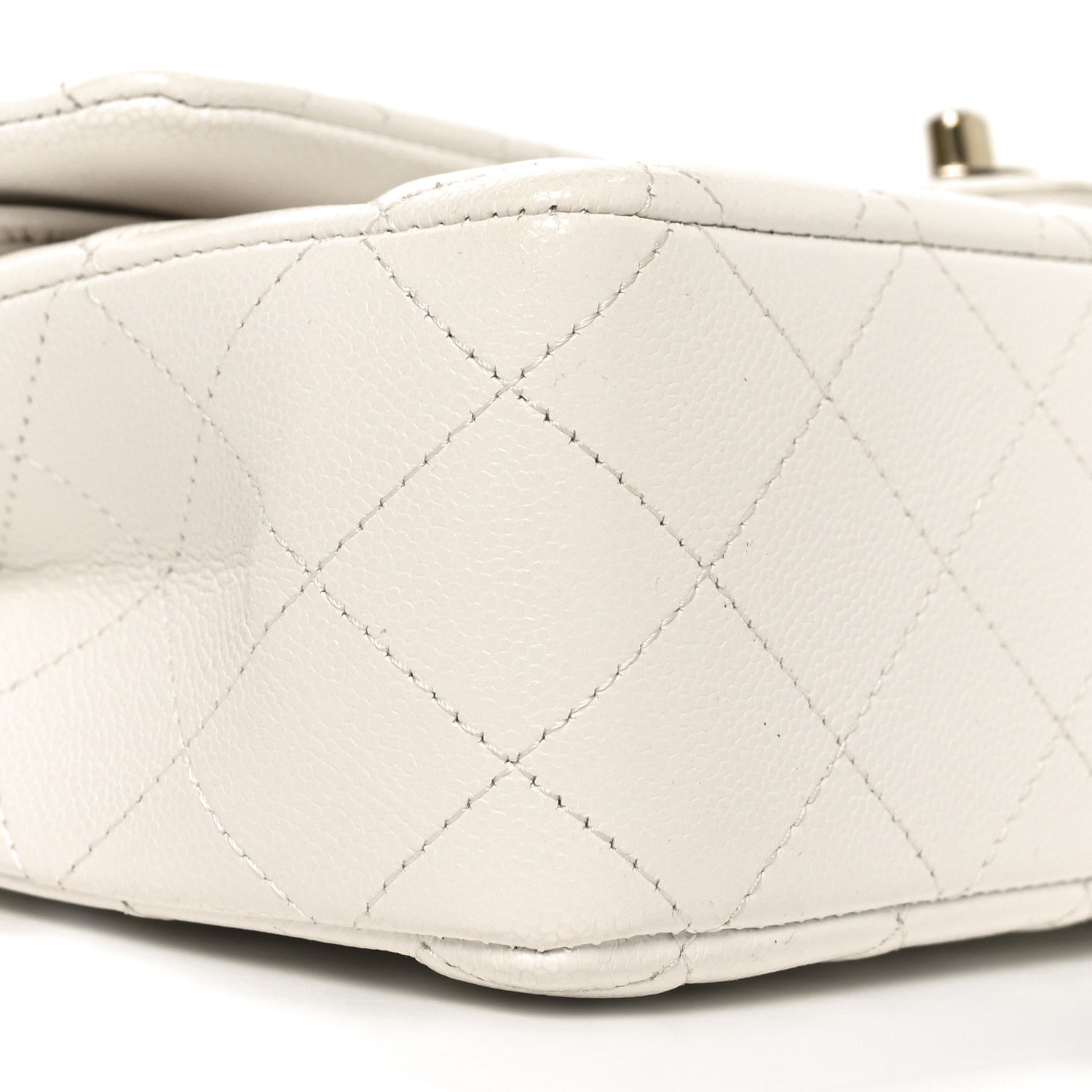 Caviar Quilted Medium Double Flap White