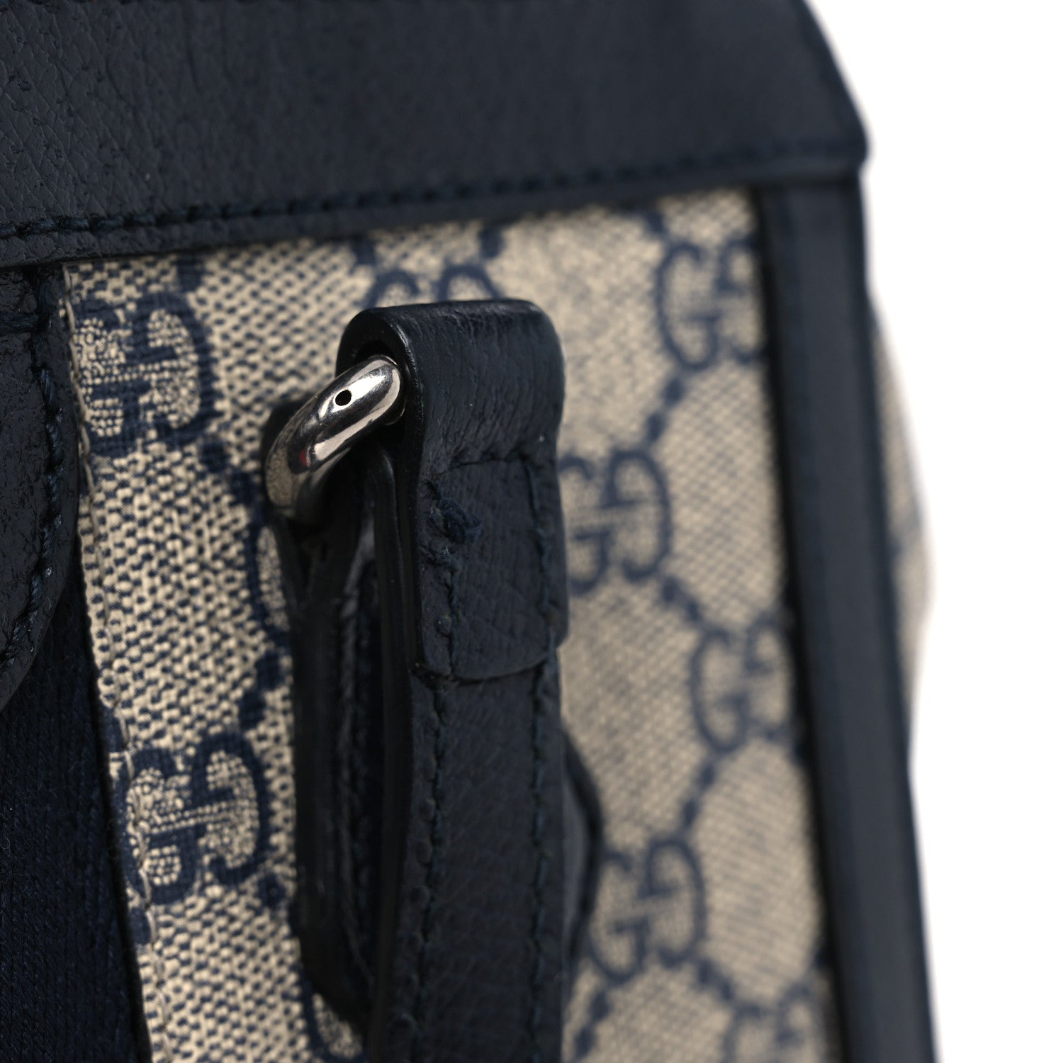GG Supreme Monogram Textured Dollar Calfskin Web Small Ophidia Tote Bag Beige Blue