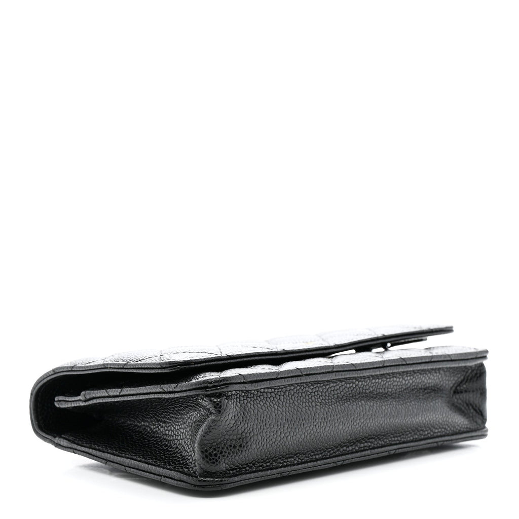 Caviar Quilted Wallet on Chain WOC Black