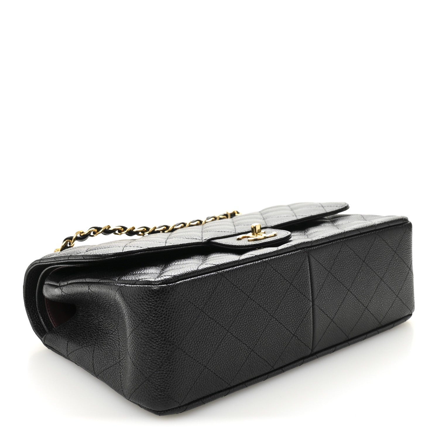 Caviar Quilted Jumbo Double Flap Black