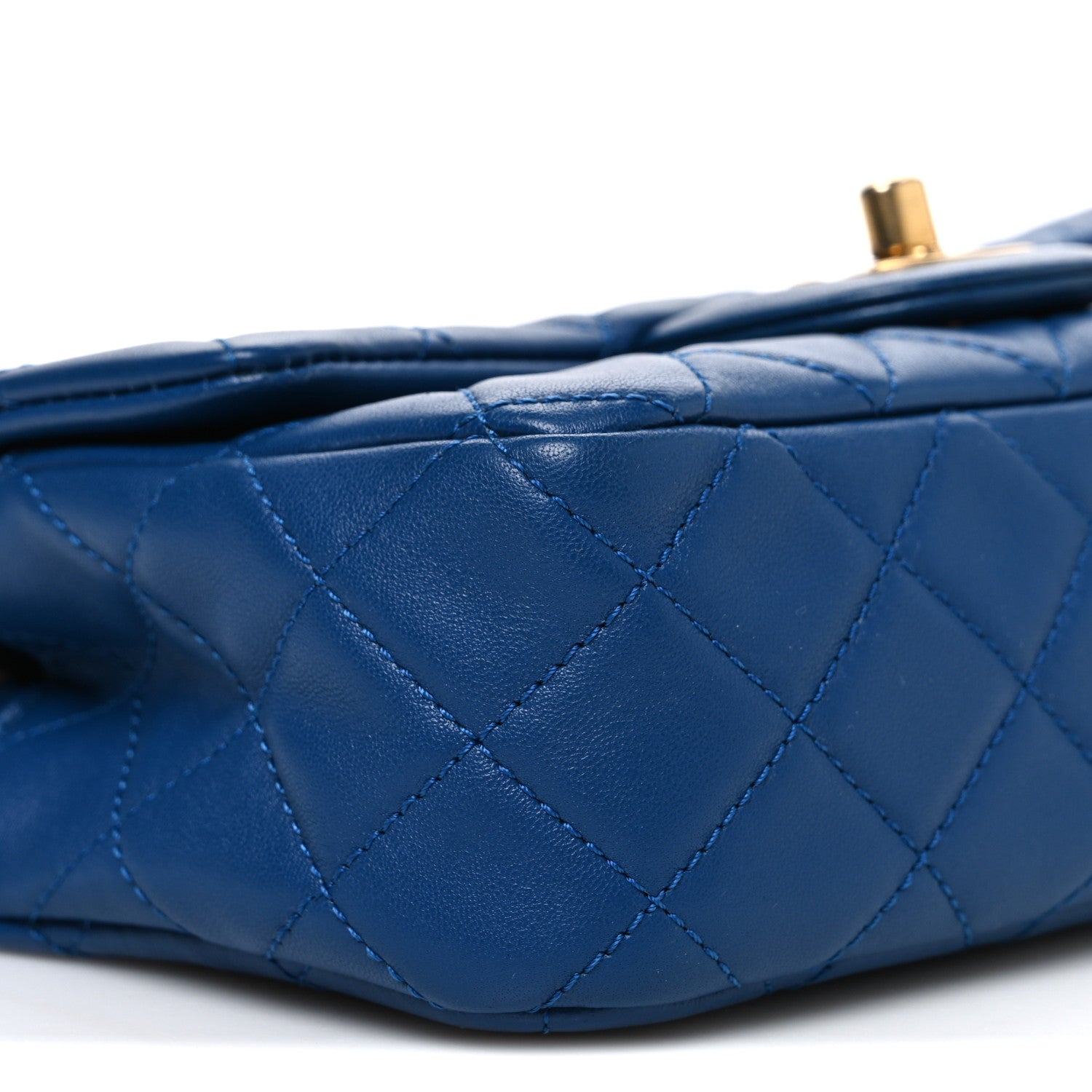 Lambskin Quilted Pearl Crush Mini Rectangular Flap Blue