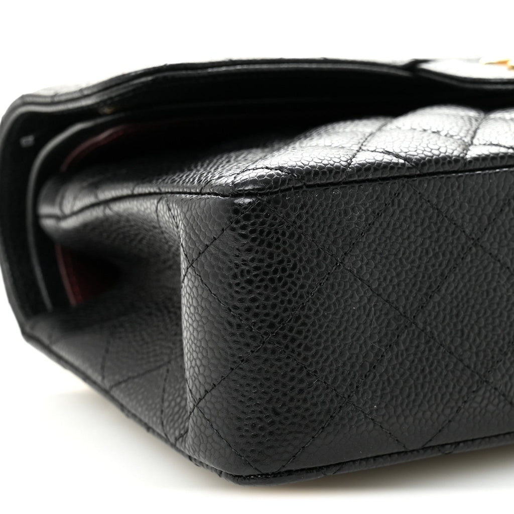 Caviar Quilted Small Double Flap Black
