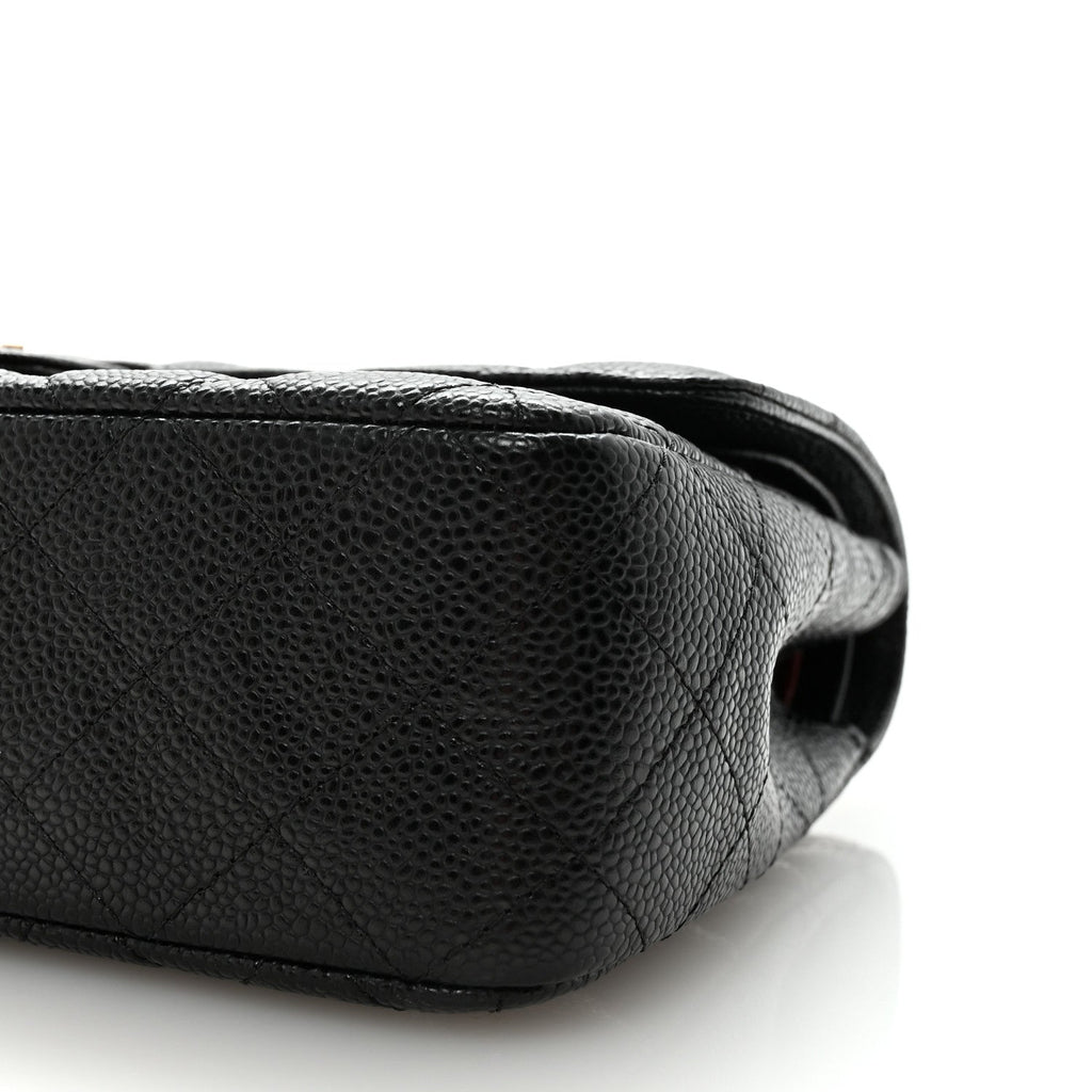 Caviar Quilted Medium Double Flap Black