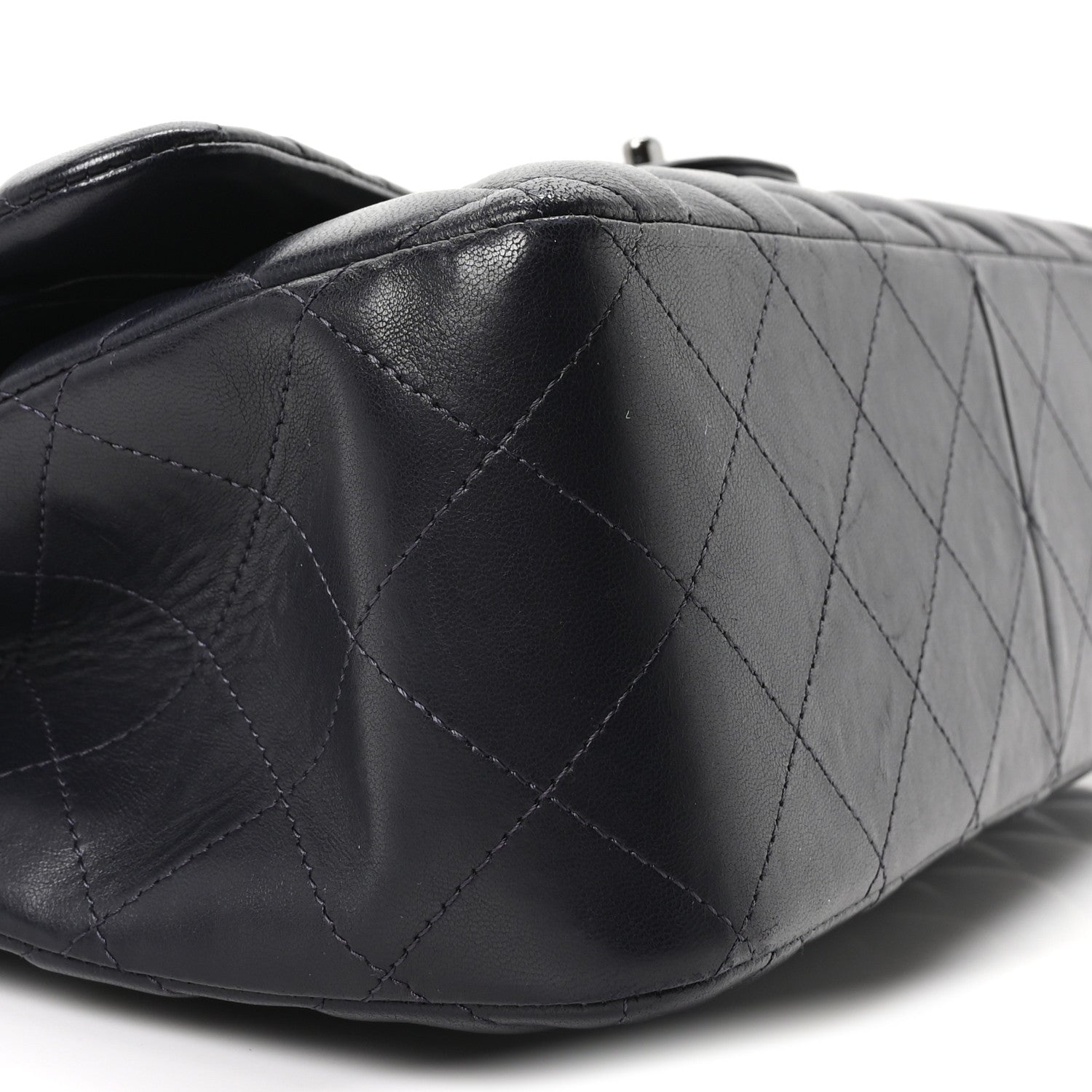 Lambskin Quilted Jumbo Double Flap Navy