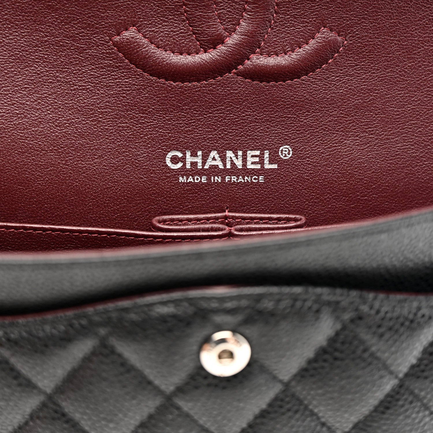 Caviar Quilted Medium Double Flap Black