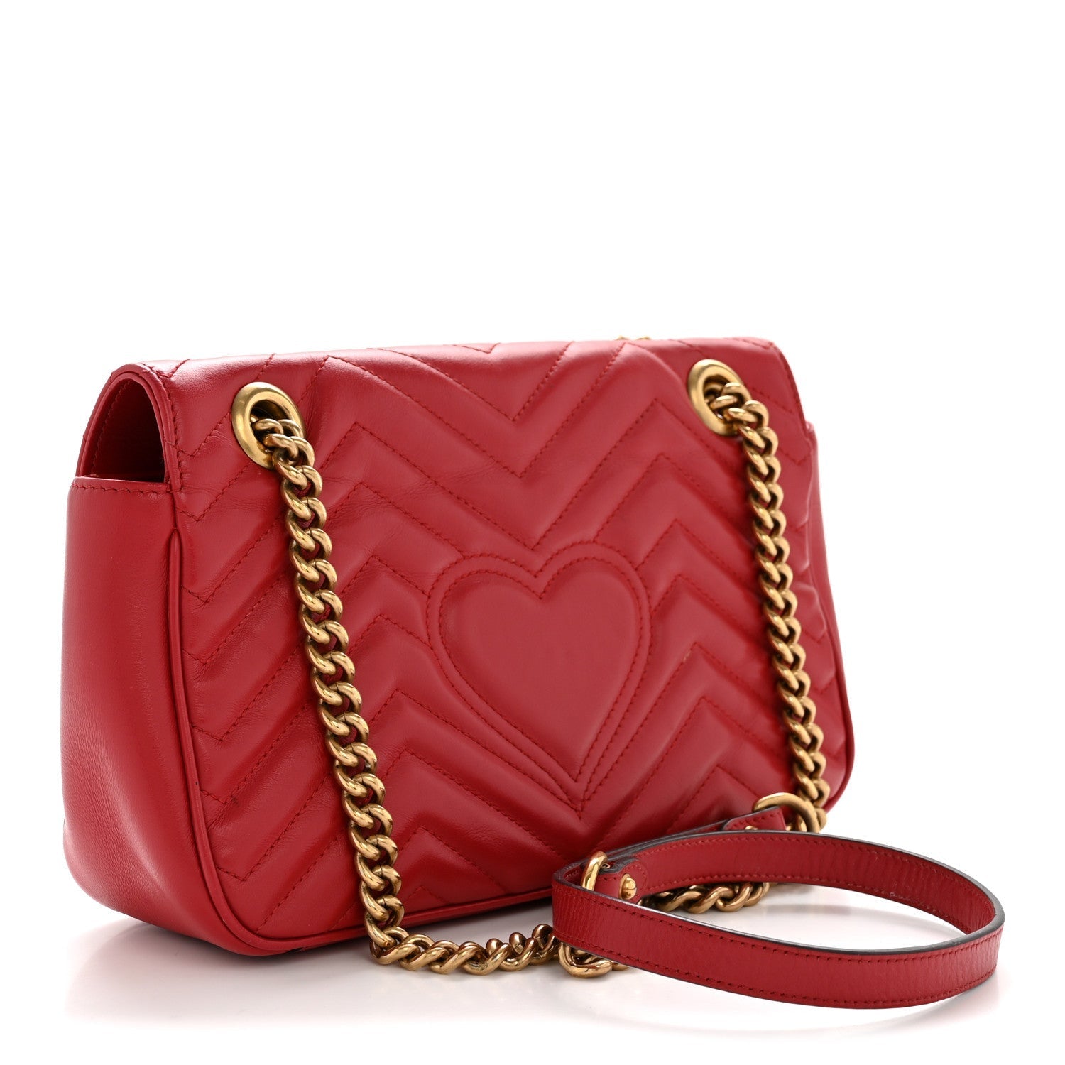 Calfskin Matelasse Small GG Marmont Shoulder Bag Hibiscus Red
