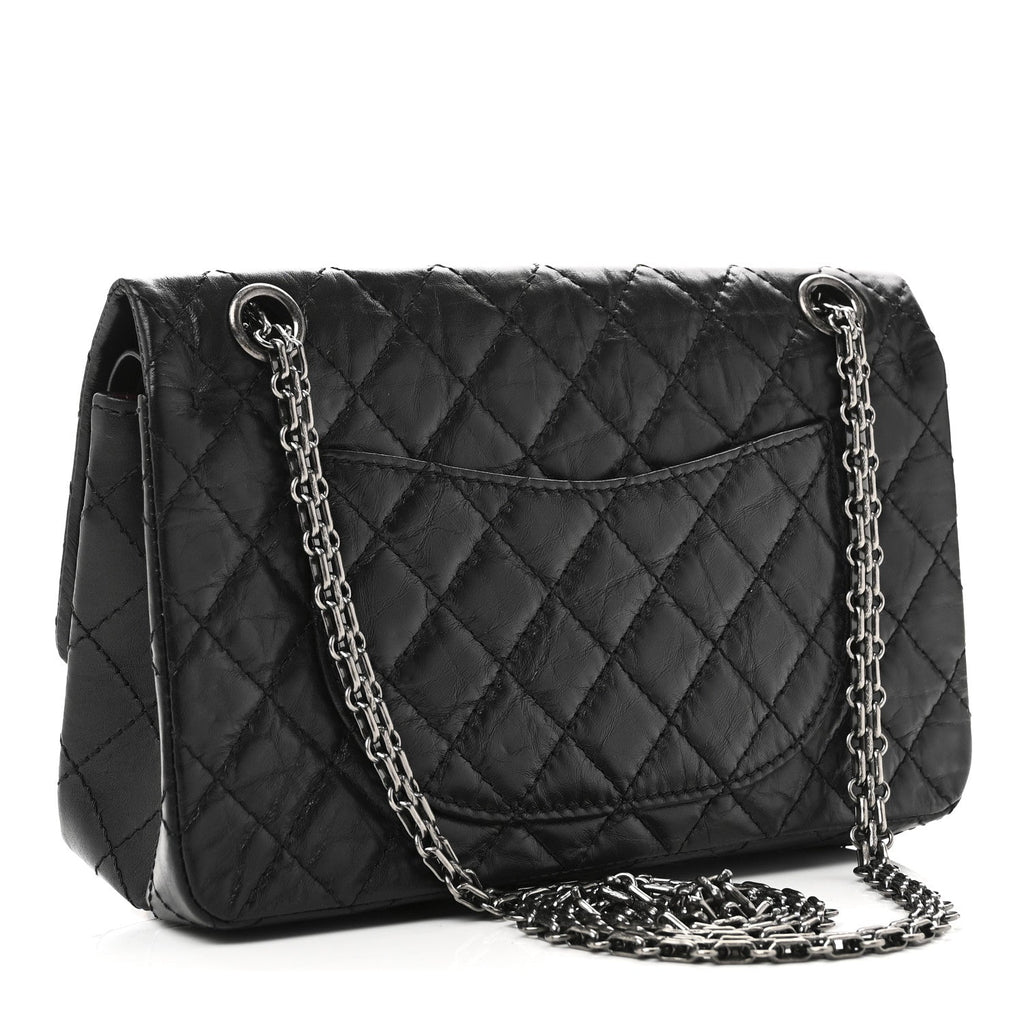 Aged Calfskin Quilted 2.55 Reissue 225 Flap Black
