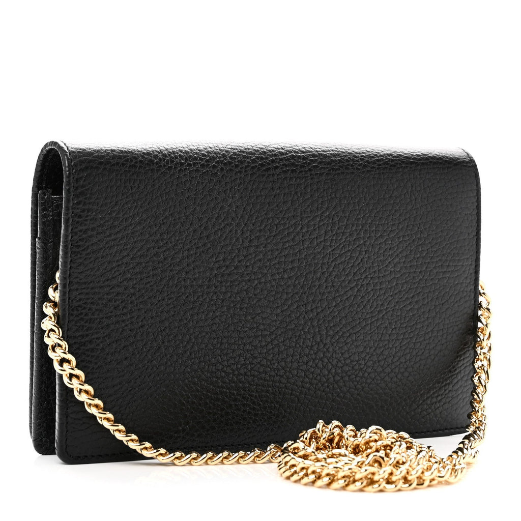 Calfskin Mini GG Marmont Chain Wallet Black