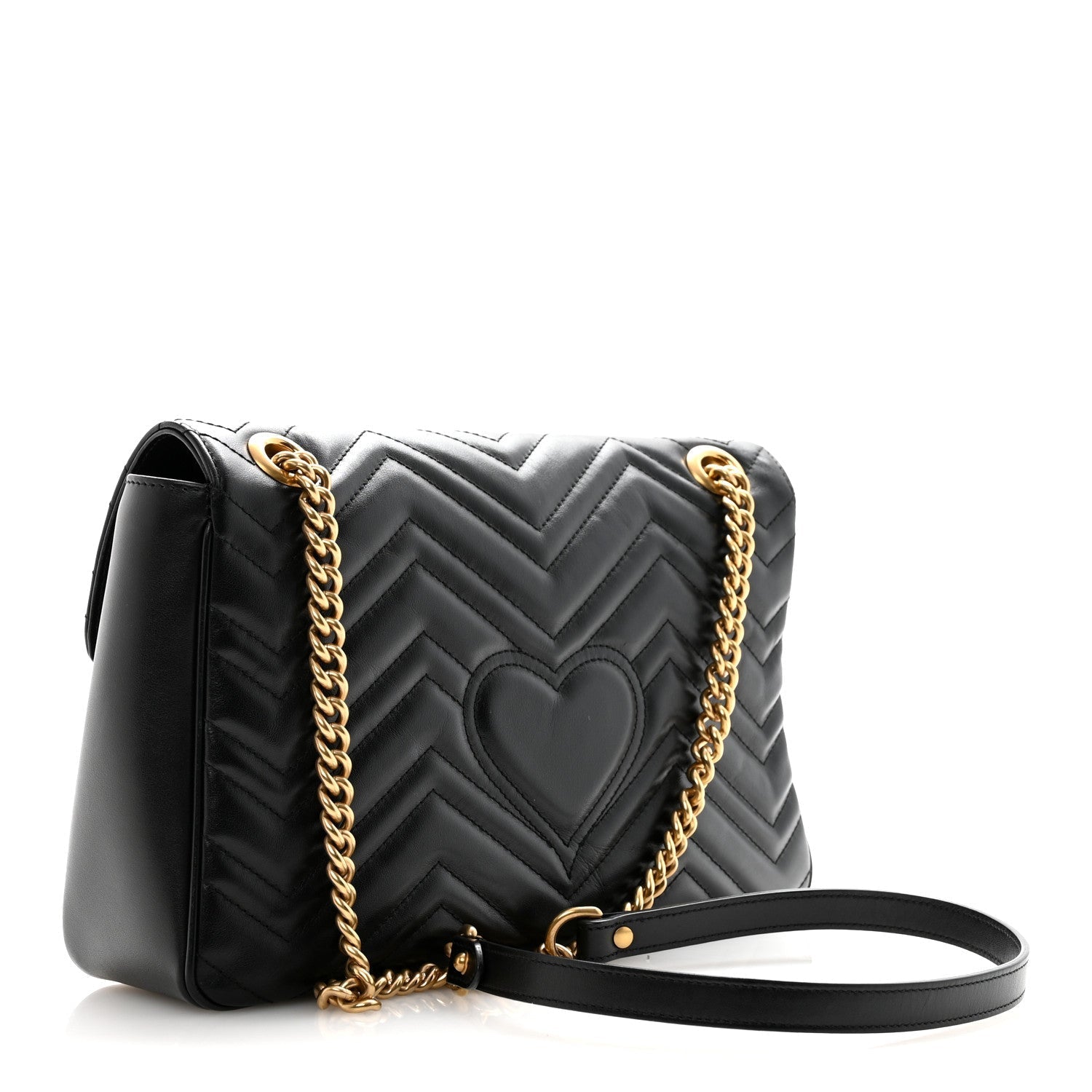 Calfskin Matelasse Medium GG Marmont Shoulder Bag Black