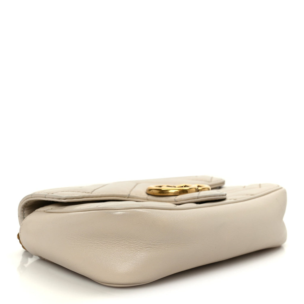 Calfskin Matelasse Super Mini GG Marmont Shoulder Bag White