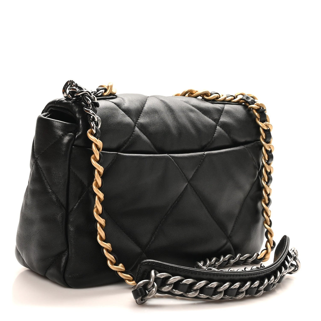 Lambskin Quilted Medium Chanel 19 Flap Black