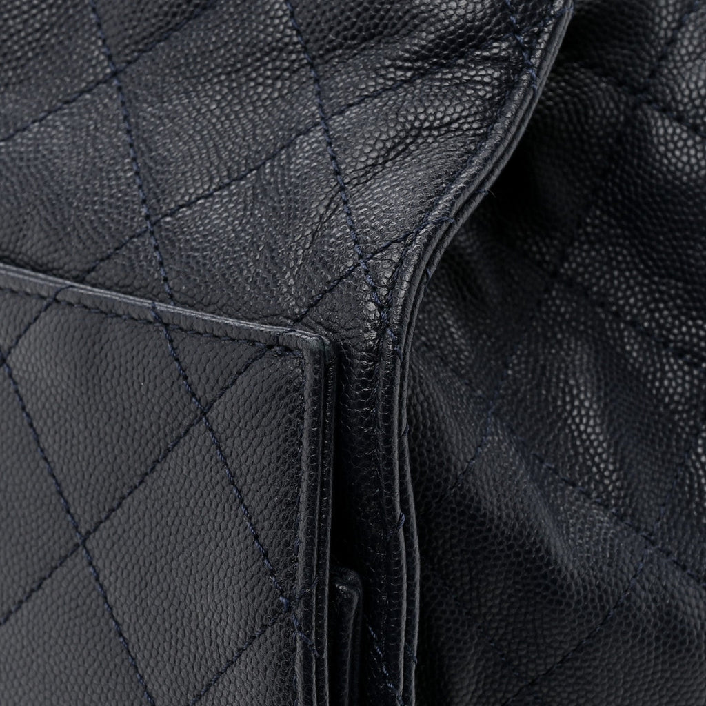 Caviar Quilted Medium Chanel 25 Handbag Dark Navy