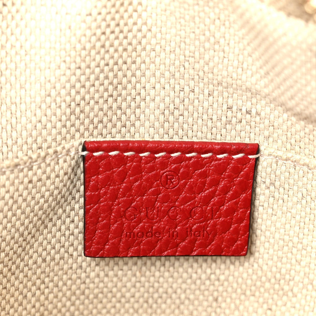 Dollar Calfskin Bi-Color Small Soho Disco Bag New Rosette Hibiscus Red