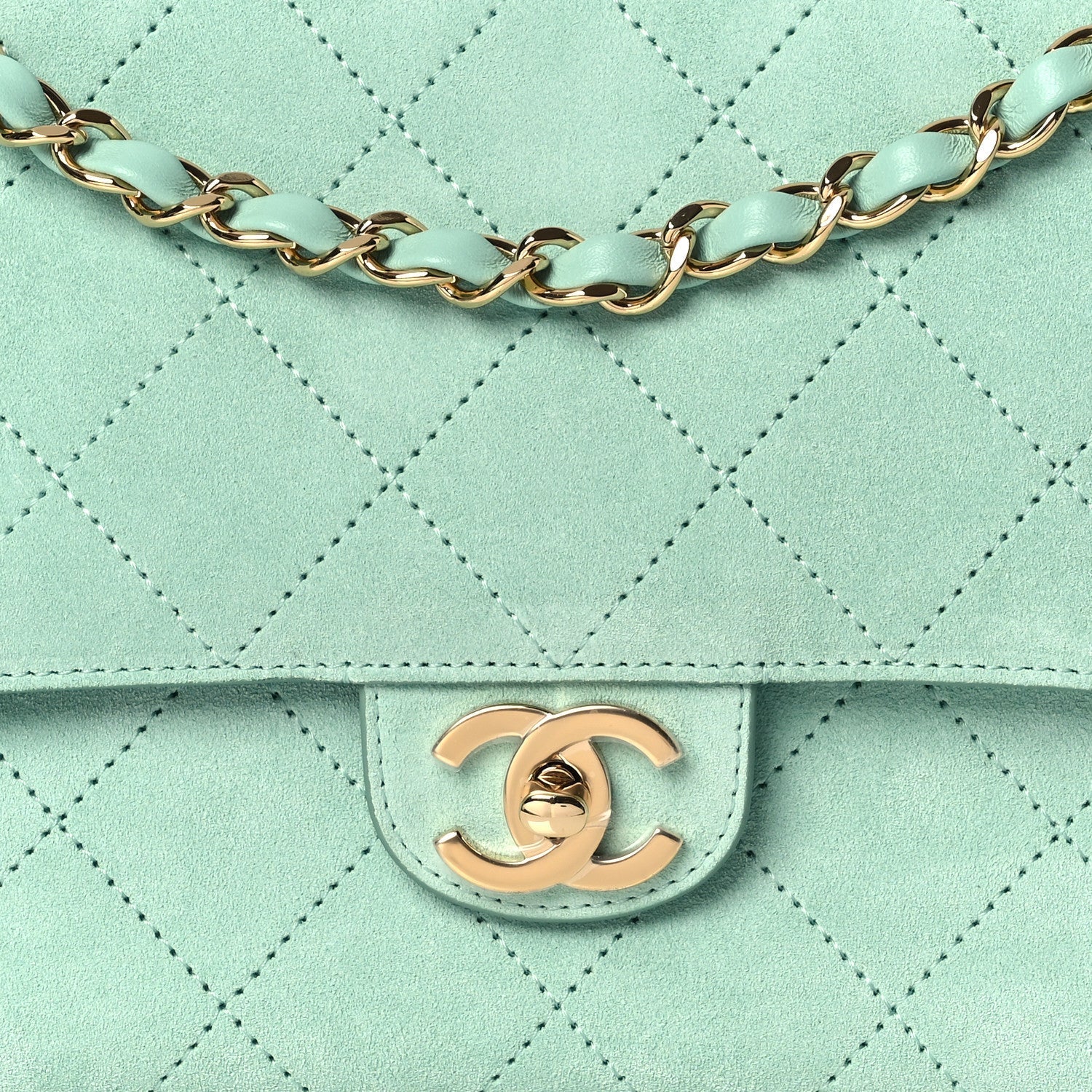 Suede Calfskin Small Souplissimo Maxi Flap Green