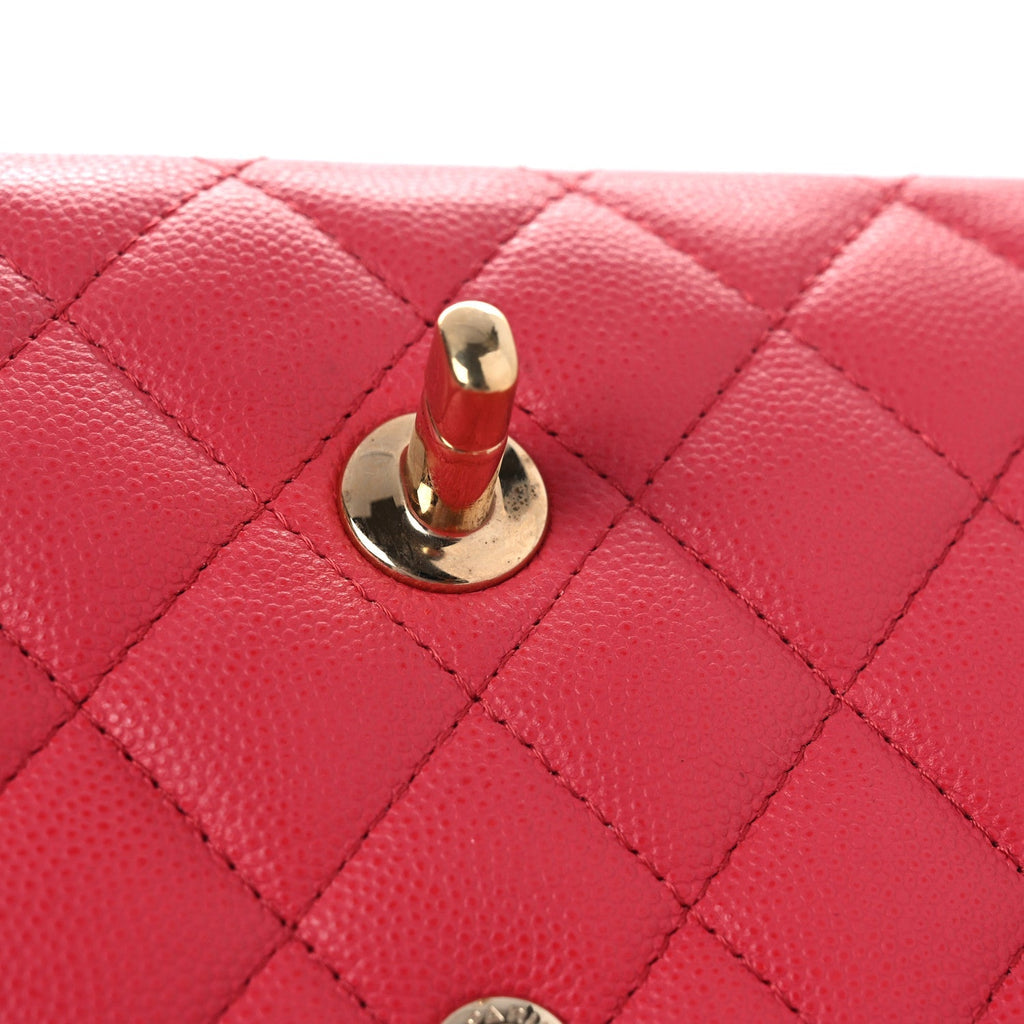 Caviar Quilted Medium Double Flap Dark Pink