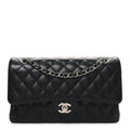 Caviar Quilted Medium Double Flap Black