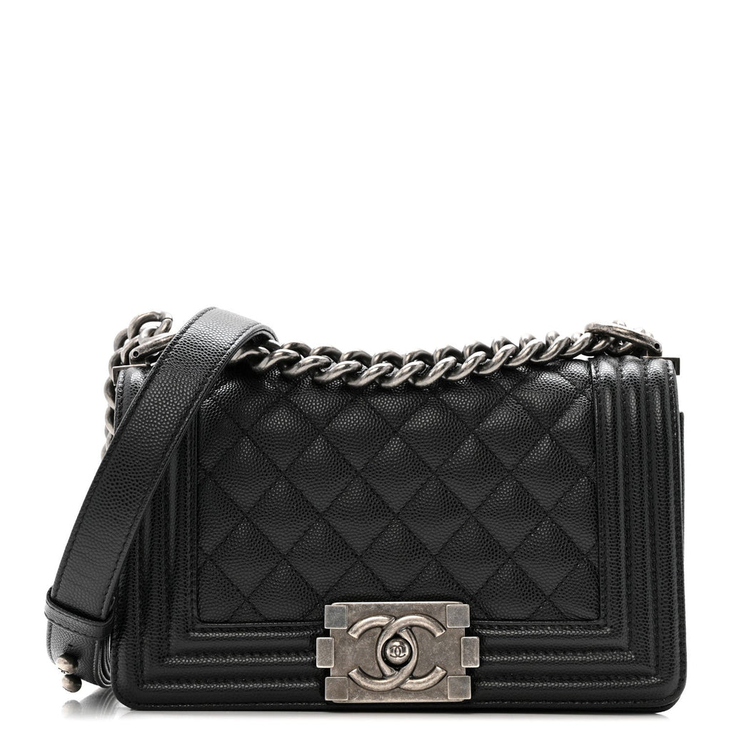 Caviar Quilted Small Boy Flap Black