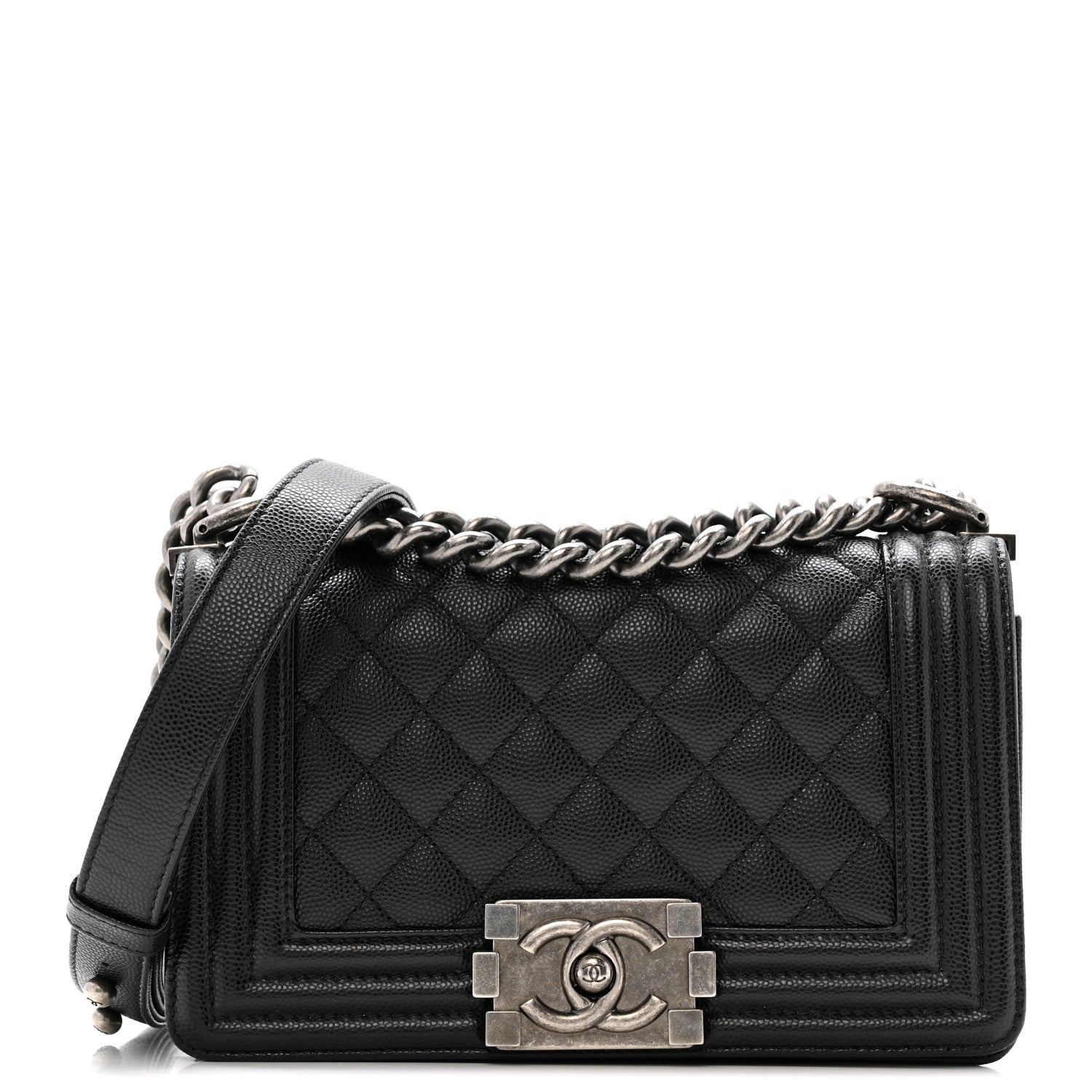 Caviar Quilted Small Boy Flap Black