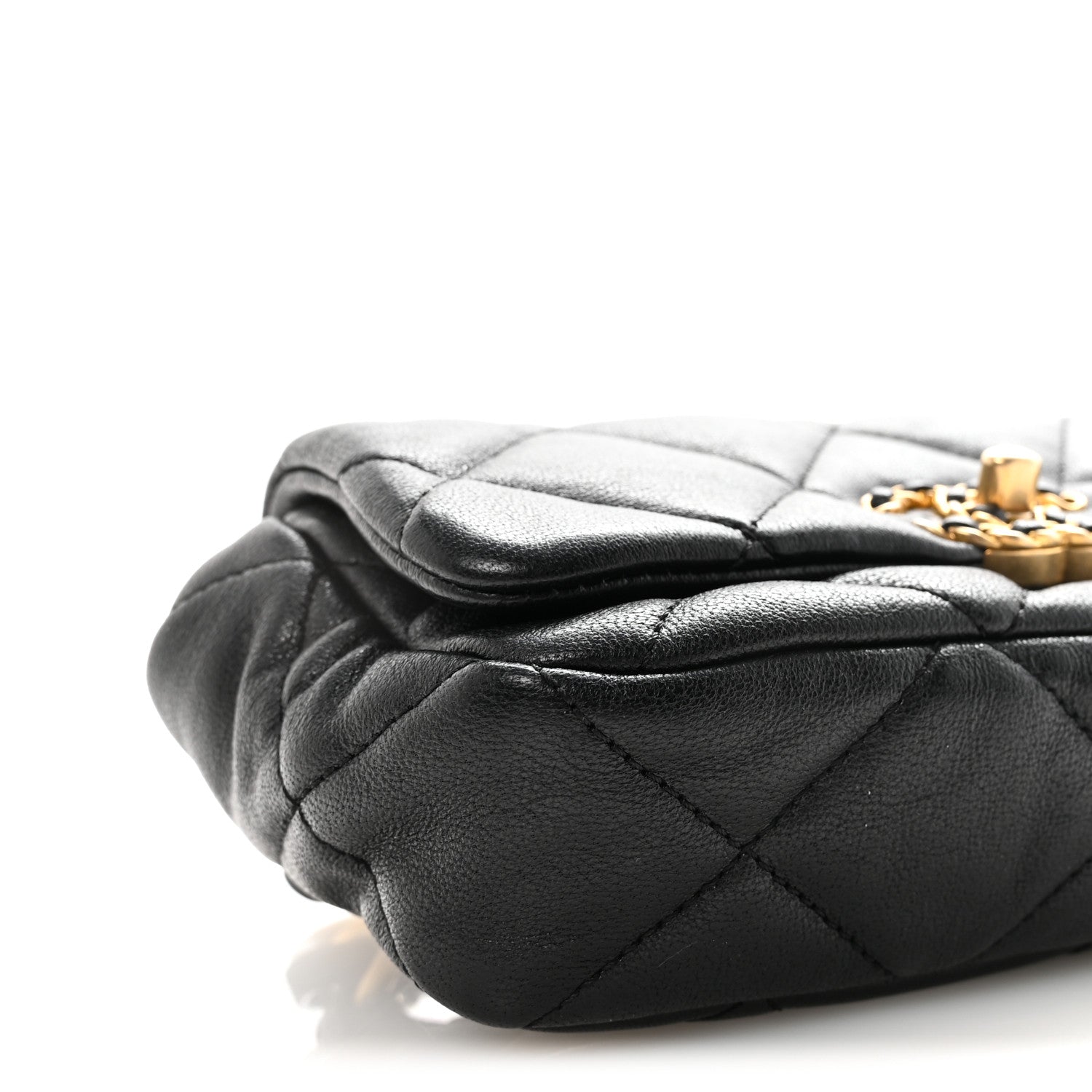 Goatskin Quilted Chanel 19 Waist Bag Black