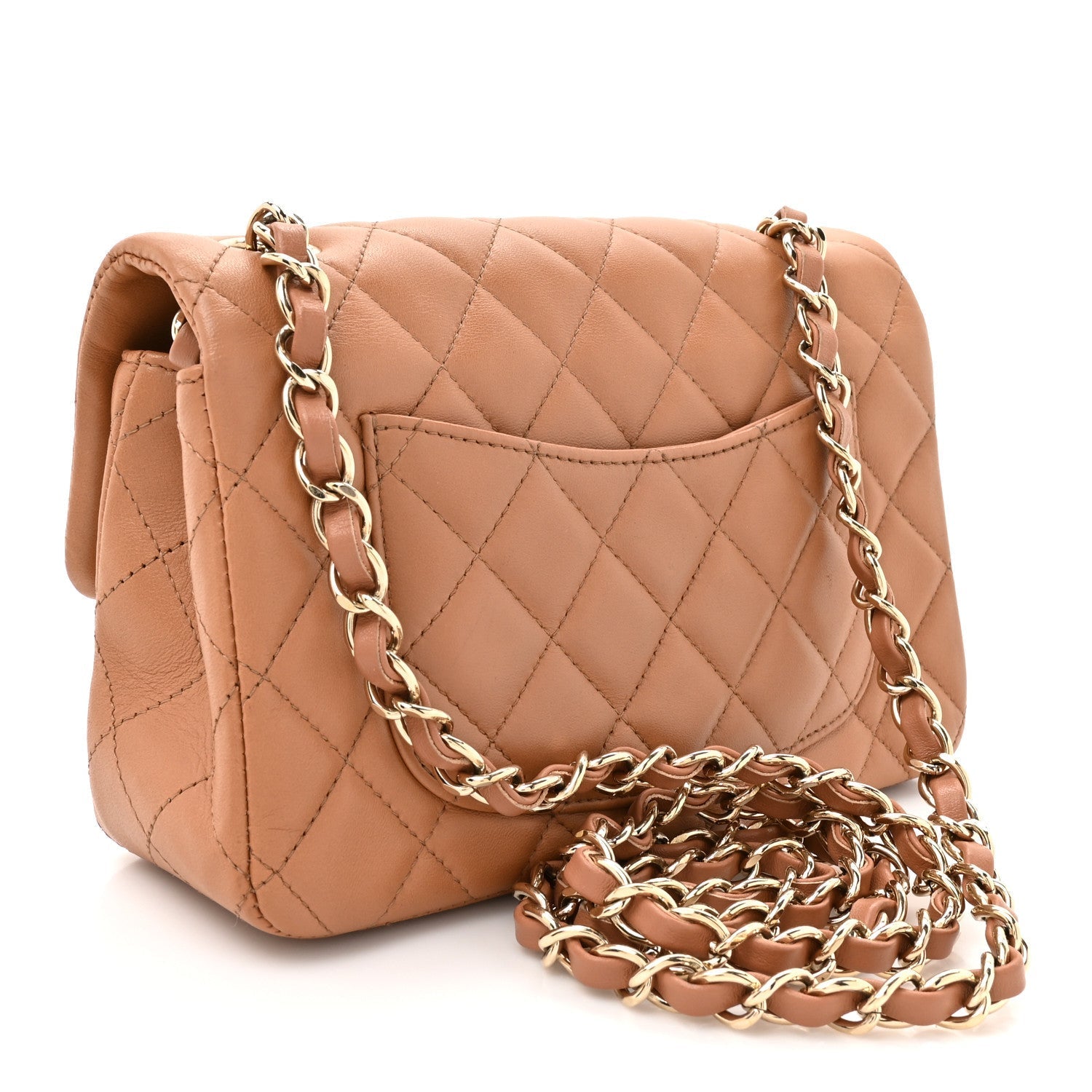 Lambskin Quilted Mini Rectangular Flap Brown