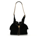 Suede Quilted Medium Chanel 25 Handbag Black