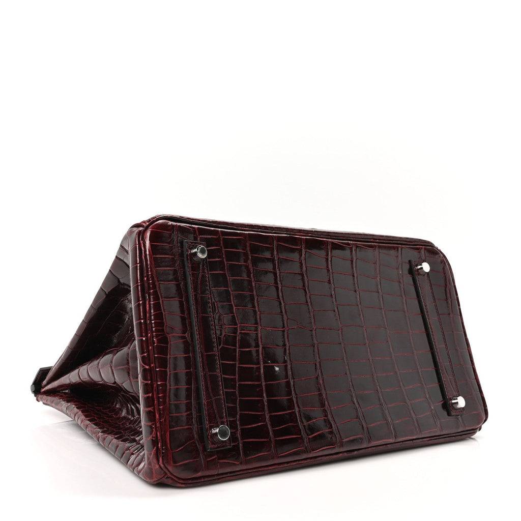 Shiny Porosus Crocodile Birkin 35 Bourgogne