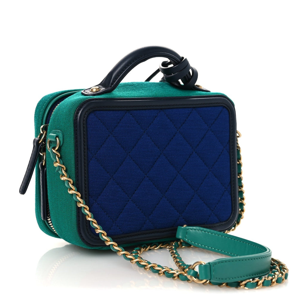 Jersey Quilted Small CC Filigree Vanity Case Blue Green