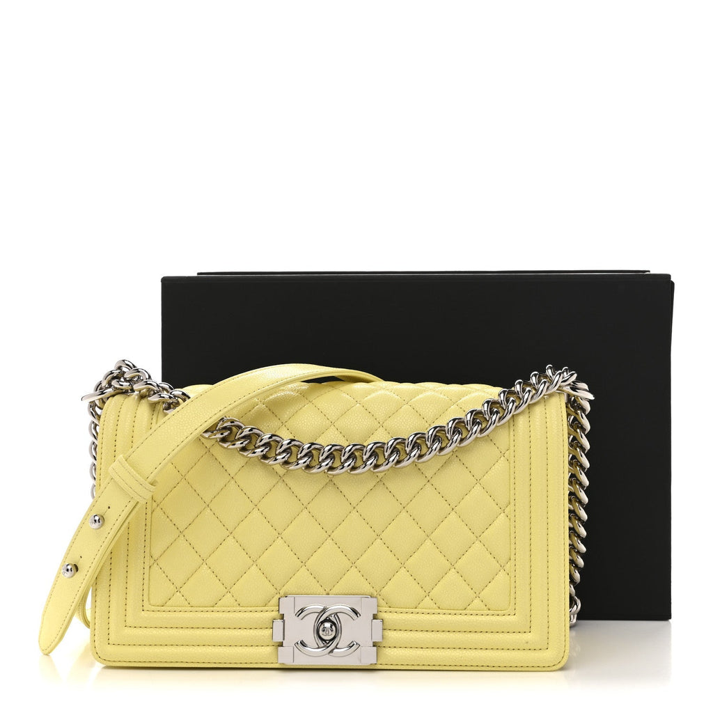 Caviar Quilted Medium Boy Flap Yellow