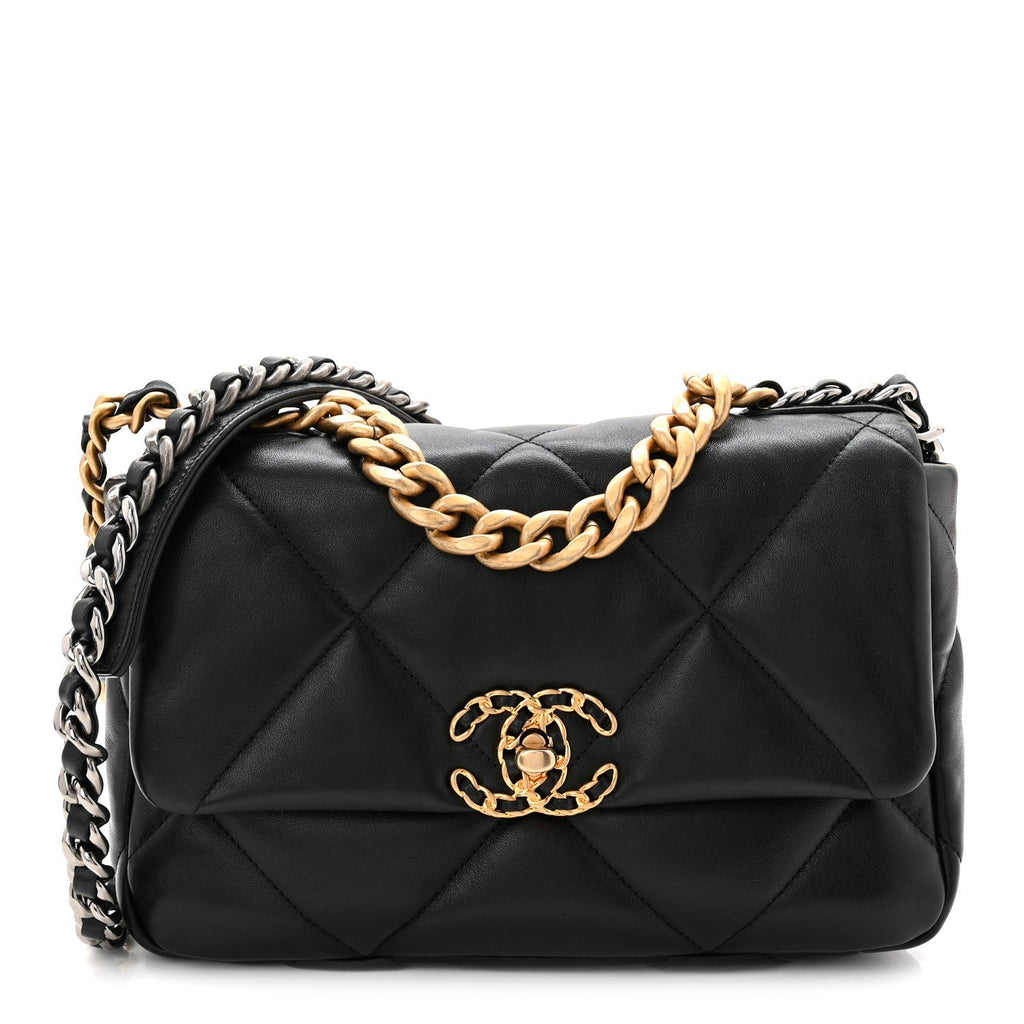 Lambskin Quilted Medium Chanel 19 Flap Black