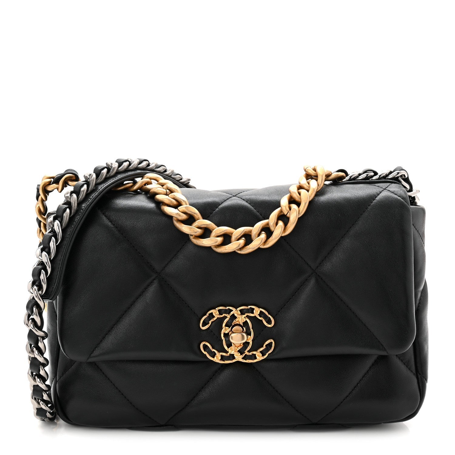 Lambskin Quilted Medium Chanel 19 Flap Black